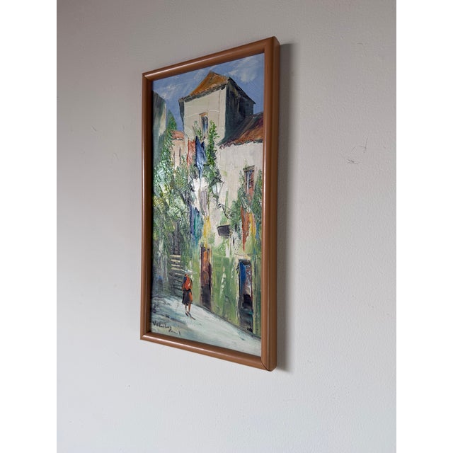 Impressionist Vintage European Street Scene Oil on Canvas – Framed For Sale - Image 3 of 11