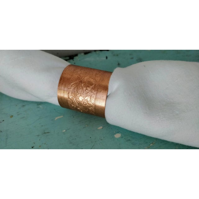Copper Vintage CopperCraft Nos Copper Napkin Rings Set of Four For Sale - Image 8 of 10