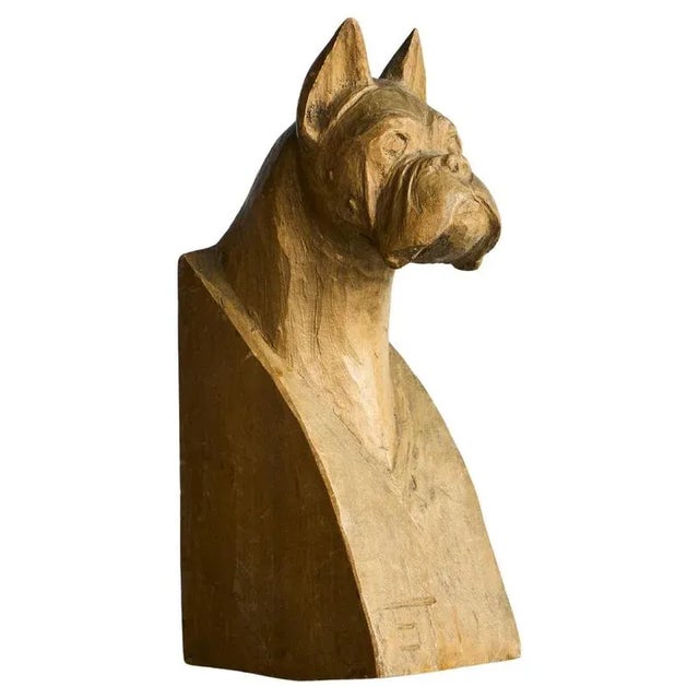 Boxer Sculpture in Carved Wood, 1950s For Sale - Image 13 of 13