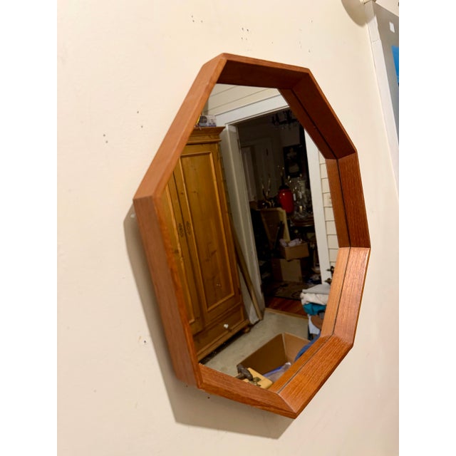 Scandinavian Modern Danish Teak Octagonal Mirror by Spejle 1960's For Sale - Image 4 of 12