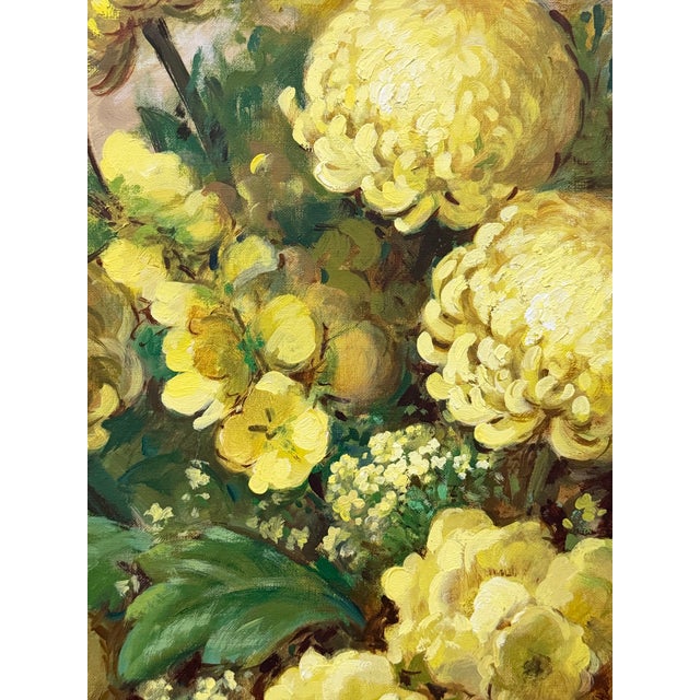 Realism Mid 20th Century J.W.. Orth "Yellow Mums" Original Painting For Sale - Image 3 of 8