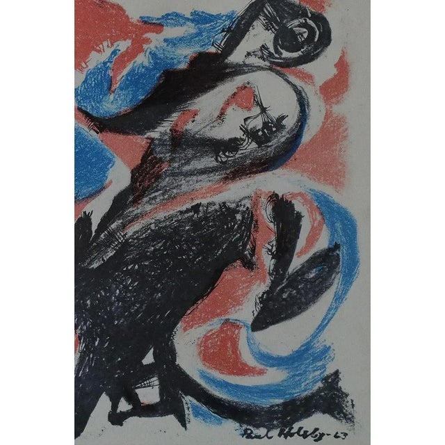 Paul Holsby, Mountain's Red, Color Lithograph, 1963, Framed For Sale - Image 4 of 6