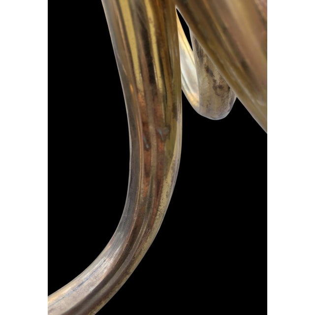 Metal Vintage Feldman Hollywood Regency Solid Brass 3 Arm Lotus Flower Chandelier For Sale - Image 7 of 11