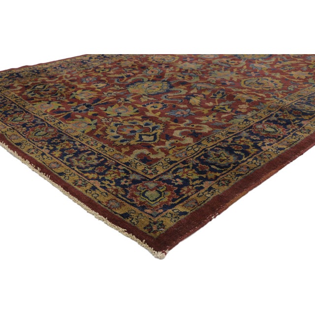 72059 Antique Indian Agra Rug, 06'00 x 15'00. Step into the timeless artistry of Mughal India with this exquisite hand-...