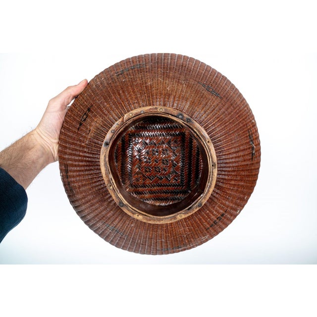 Antique Chinese Lidded Woven Rattan Basket For Sale - Image 9 of 10