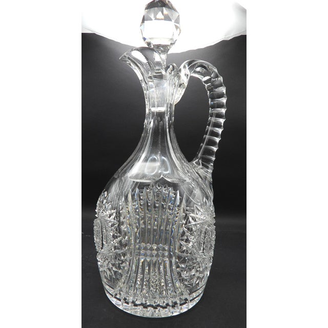 American Early 20th Century Brilliant Cut Crystal Wine Decanter Carafe Mars Pattern 1907 For Sale - Image 3 of 11