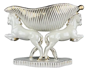 Antique Ceramic Vase Horses by Egisto Fantechi Maioliche Ceramic, Sesto Fiorentino, Italy, 1940s