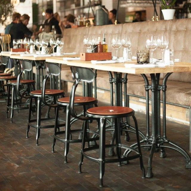 Contemporary Nicolle French Metal Chair with Wood Seat For Sale - Image 4 of 5