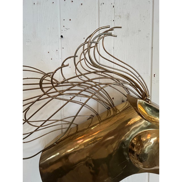 Curtis Jere Signed Curtis Jere Midcentury Modern Brass Horse Head Wall Sculpture For Sale - Image 4 of 10