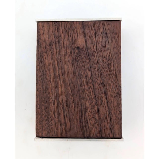 Mid 20th Century Walnut Wood & Brushed Aluminum Cigarette or Trinket Box For Sale - Image 9 of 10
