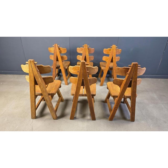 Wood Vintage Brutalist Dining Chairs, 1960s, Set of 6 For Sale - Image 7 of 17