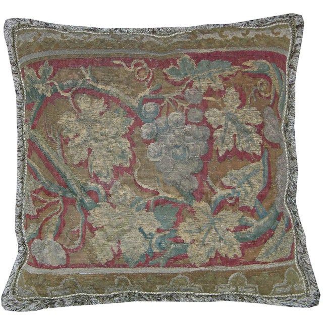 17th Century 17th Century Antique Brussels Tapestry Pillow For Sale - Image 5 of 9