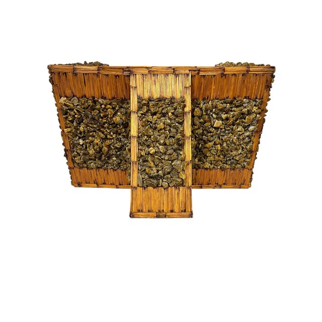 Rare One of a Kind Handmade Folk Tramp Art Matchsticks and Stones Dresser, Mantle Top Triple Mirror For Sale - Image 6 of 8