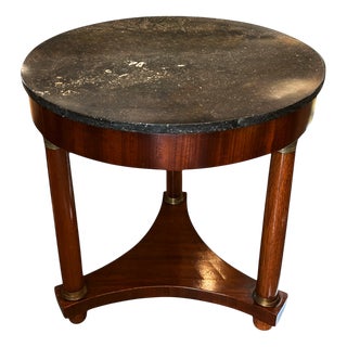 Empire Style Mahogany and Marble Side Table For Sale
