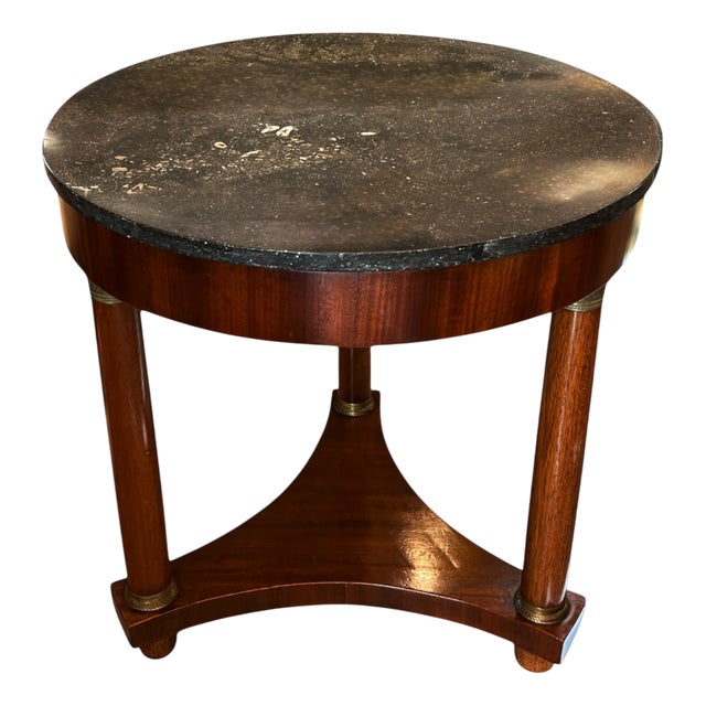 Empire Style Mahogany and Marble Side Table For Sale