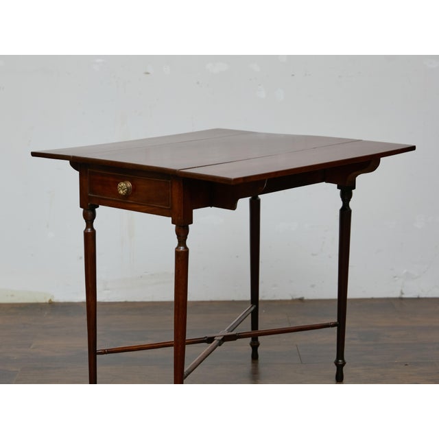 19th Century English Mahogany Drop-Leaf Table with Slender Tapering Legs For Sale - Image 4 of 12