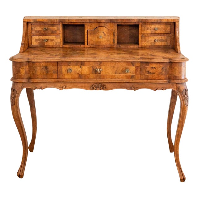 Louis XV Style Tiered Desk In Burr Walnut, 19th Century For Sale