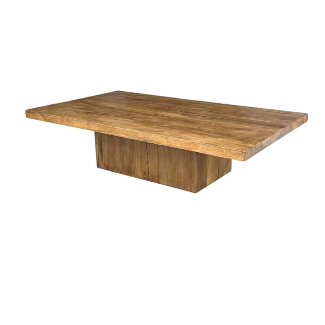 1960s Organic Modern Solid Teak Coffee Table With Sculptural Pedestal Base For Sale In Los Angeles - Image 6 of 7
