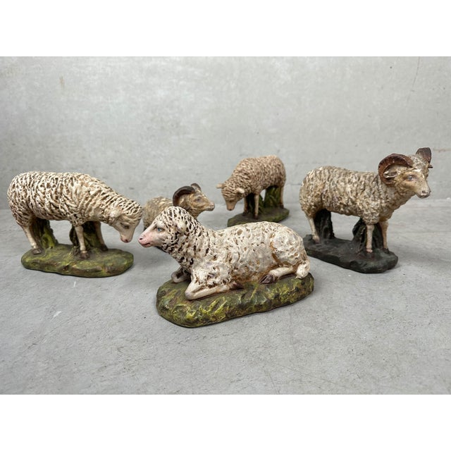 Antique Hand-Painted Sheep Models, 1890s, Set of 5 For Sale - Image 10 of 10