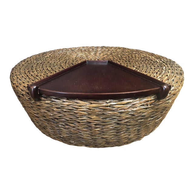 Large Rattan Coffee Table With Floating Table Top For Sale
