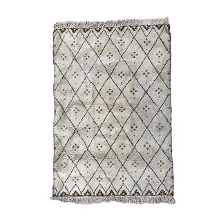 Vintage Moroccan Beni Ourain Hand-Knotted Rug For Sale