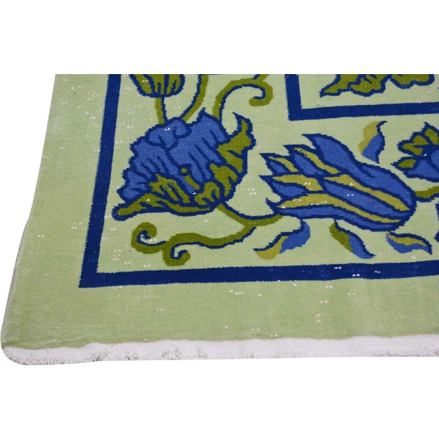 Vintage Chinese Art Deco Knotted Wool Rug, 9'7''x11'4'' For Sale - Image 4 of 6