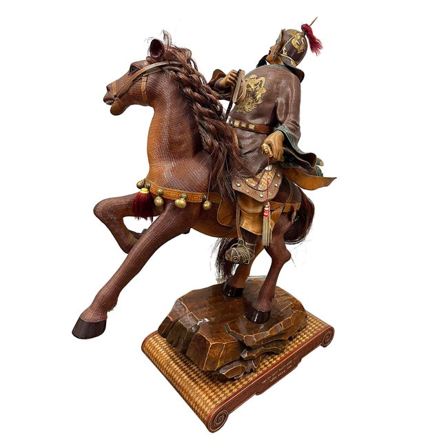 Vintage Handcrafted Bamboo-Woven Statue of Yue Fei, Famous Chinese Warrior For Sale - Image 9 of 18