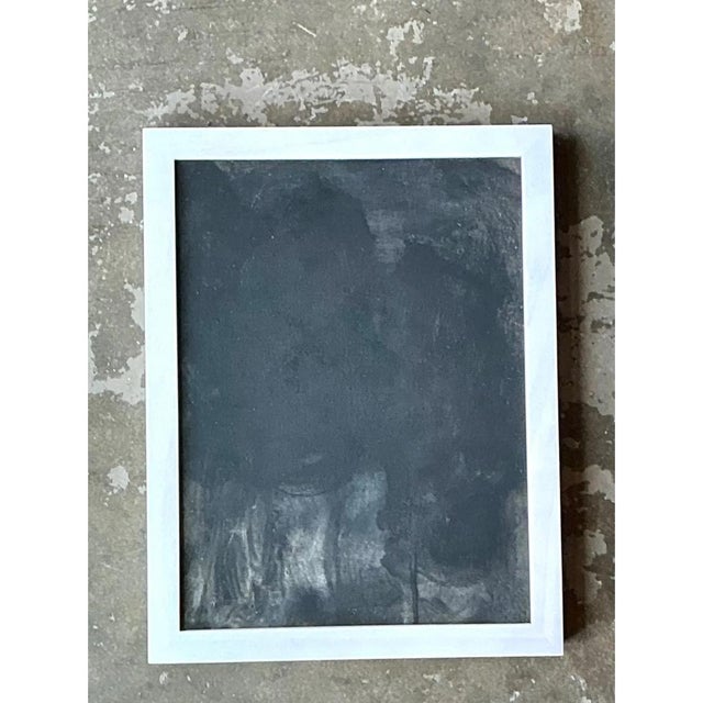 Mid-Century Modern Vintage Black and White Abstract Expressionist Painting For Sale - Image 3 of 12