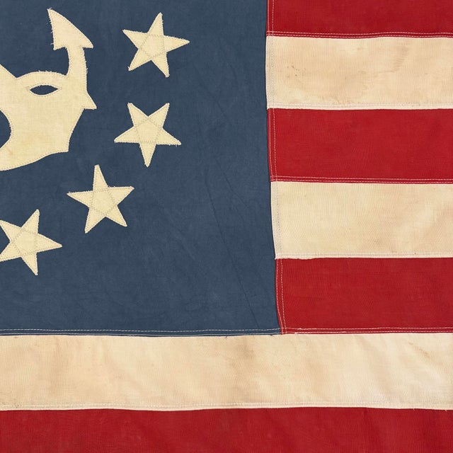 Large Modified Vintage Cotton Flag With New Yacht Ensign Emblem For Sale - Image 4 of 8