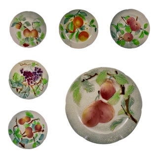 C. 1900 St. Clement French Faïence Fruit Plates- Set of 6 (C) For Sale