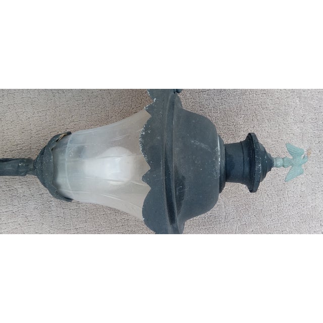 Metal Pair of Vintage Colonial Era Ornate Outdoor Wall Sconces/Lamps For Sale - Image 7 of 11