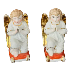 Pair of 1820 Antique Austrian Biedermeier Angel Figurines