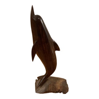 1970s Vintage Ironwood Dolphin Sculpture For Sale