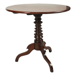 An Antique Turned Wood Tilt Top Tripod Table For Sale