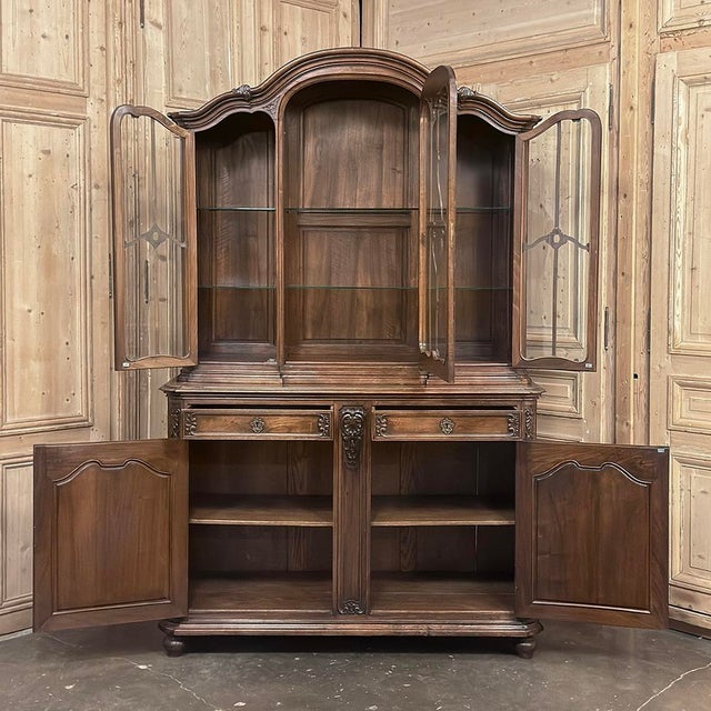 Antique Liegeois Hand-Carved Walnut Bookcase ~ China Buffet For Sale - Image 15 of 18