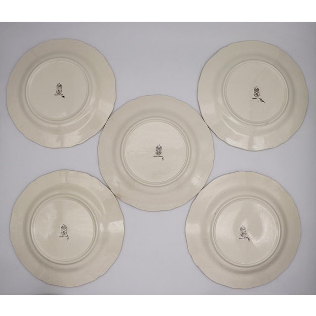 1960s Set of Five Gien France Rambouillet Dinner Plates Hare, Hand-Painted, Earthenware For Sale - Image 11 of 17