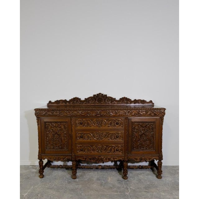 Brown Jacobean Carved Buffet Sideboard For Sale - Image 8 of 12
