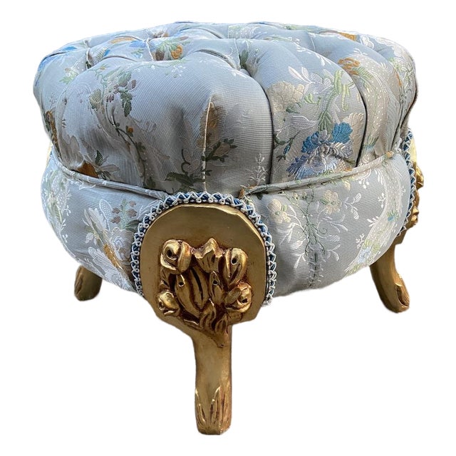 Late 20thC French Louis XVI Gold Beech Pistachio Bench For Sale