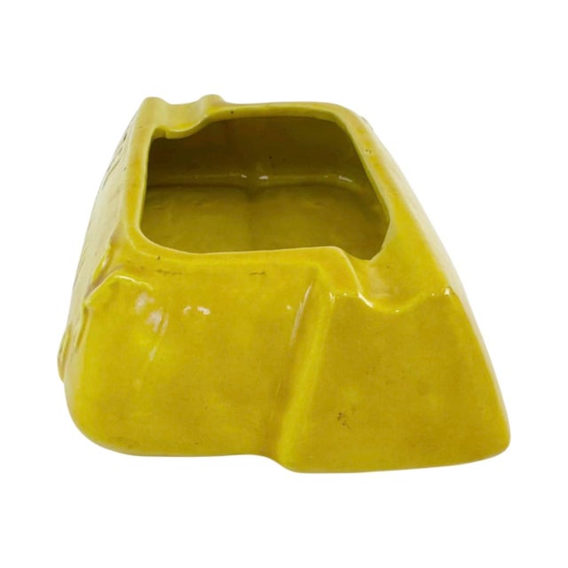 Mid 20th Century Vintage Hotel Cipriani Venezia Italy Ashtray Yellow Ceramic Catchall Dish For Sale - Image 5 of 11