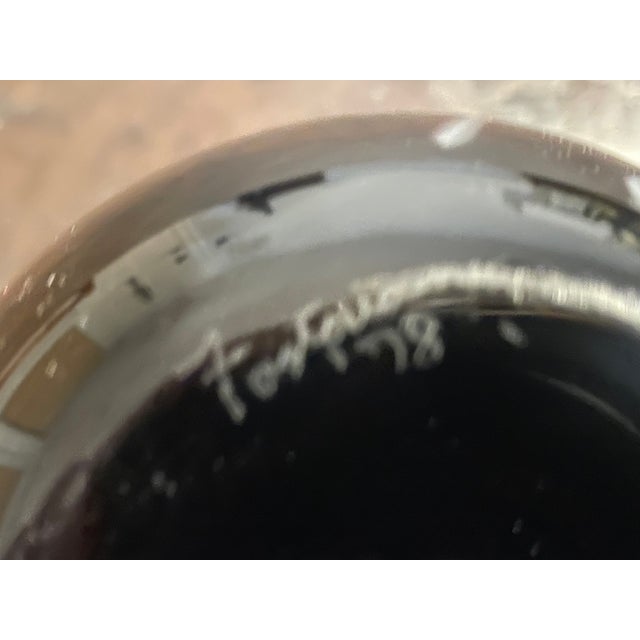 1978 Signed Foster Mid-Century Modern Black & White Cased Art Glass Vase For Sale - Image 11 of 11