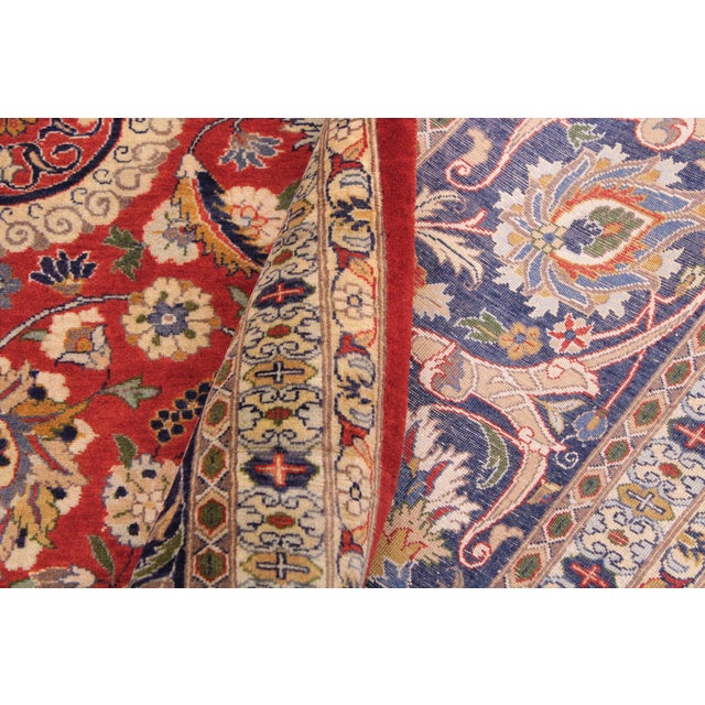 Textile Elegant Agra Tabriz Pak-Persian Red/Blue Wool Rug - 9'3'' X 12'2'' For Sale - Image 7 of 9