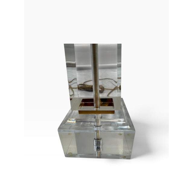 1970s 1970s Hollywood Regency Lucite Obelisk Table Lamps - A Pair For Sale - Image 5 of 9