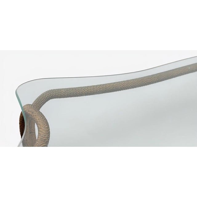 Coffee Table in Gilt Metal and Wavy Glass Top from Emilio Rey, Spain, 1970s For Sale - Image 3 of 7