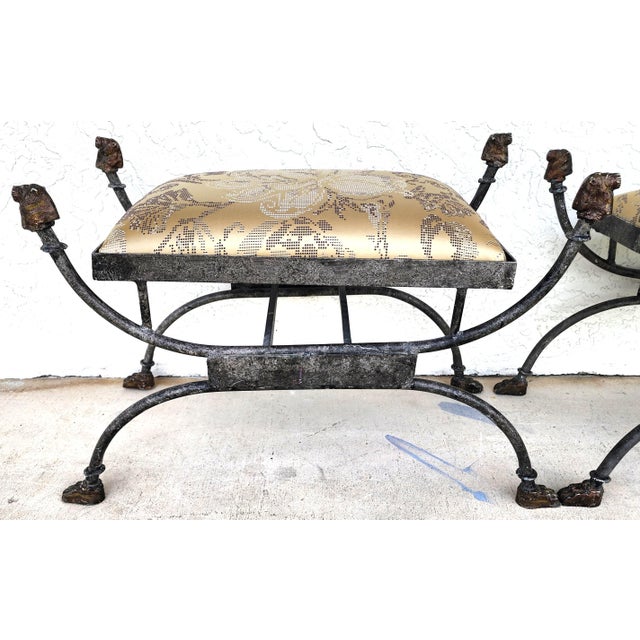 Pair of Curule Benches Footstools With Lion Motif For Sale In Miami - Image 6 of 18