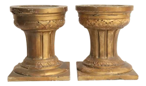 19th-Century French Altar Giltwood & Gesso Candle Stands - A Pair