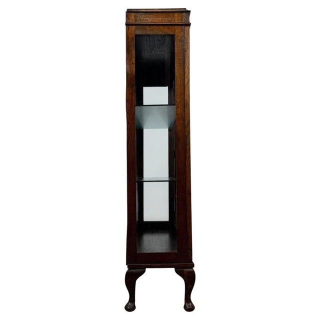 Antique English Oak Glazed Display Cabinet For Sale - Image 6 of 11