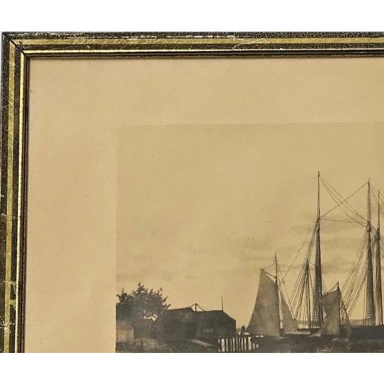 Antique Nineteenth Century Nautical Lithograph Quiet Waters by C. H. Harris Framed For Sale - Image 4 of 10