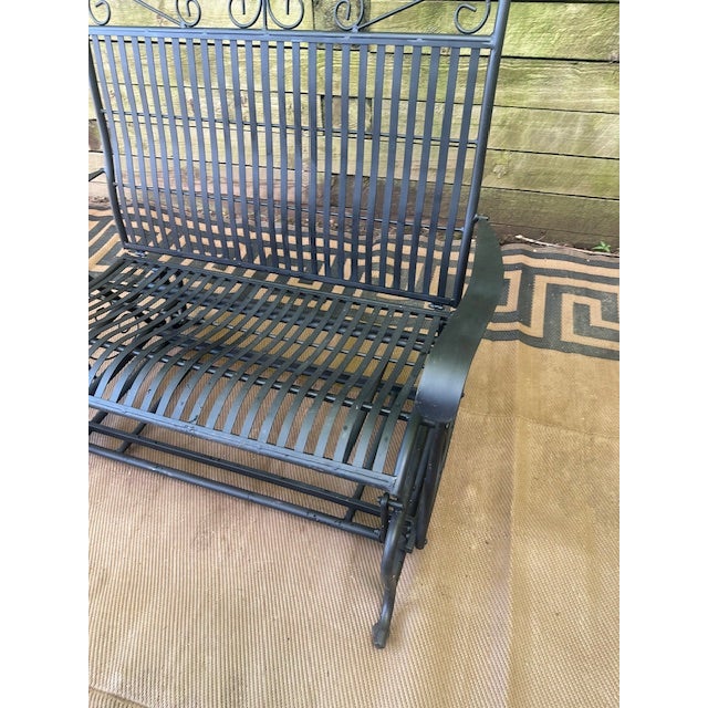 Russell Woodard 1980s Woodard Style Wrought Iron Swinging Bench For Sale - Image 4 of 10