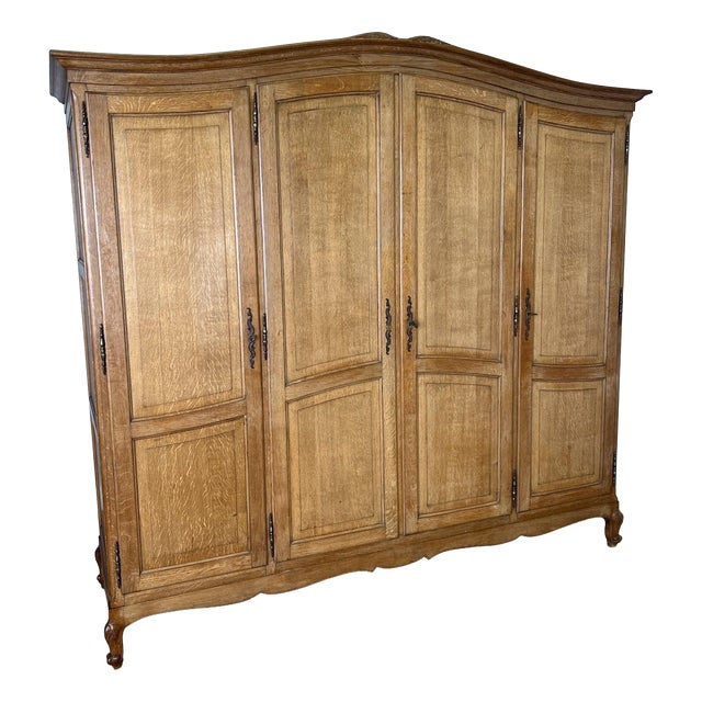 Vintage French Louis XVI Style Wardrobe in Oak For Sale