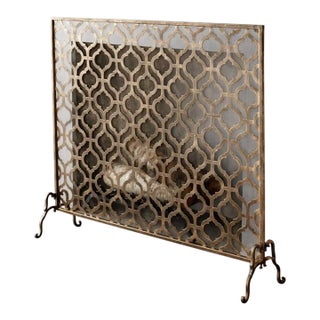 Brass/Burnished Gold Fireplace Screen For Sale